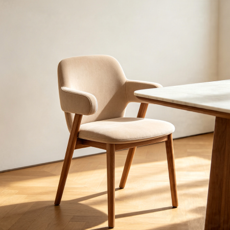 Modern Armrest Dining Chair With Soft Cushion